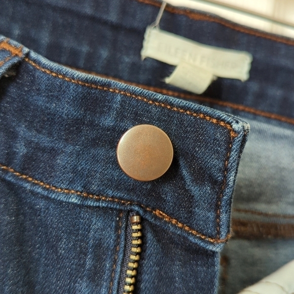 Eileen Fisher Dark Wash Organic Cotton Mid Rise Ankle Cropped Skinny Jeans 2 - Picture 10 of 14